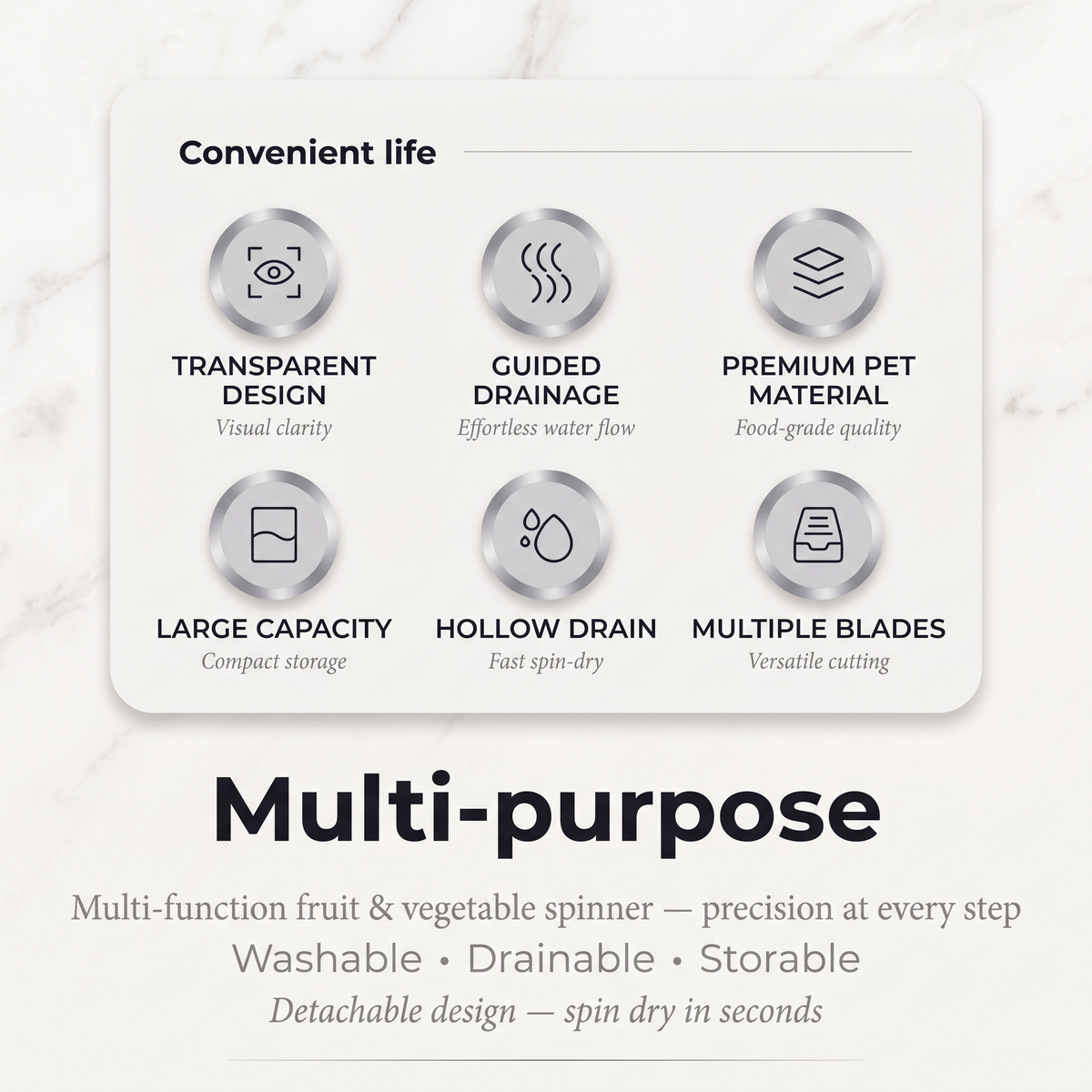 Food-grade PET pellets on the PrepLoop lid illustrating safe material and the stop button