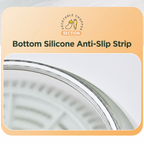 Close-up of the silicone anti-slip strip on the base of the clear PrepLoop bowl