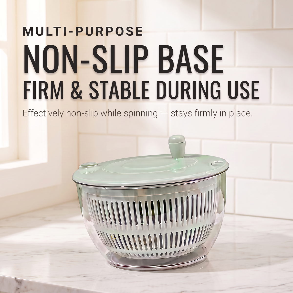 PrepLoop multi-purpose feature panel: transparent design, guided drainage, food-grade PET material, large capacity, hollow drain and multiple blades